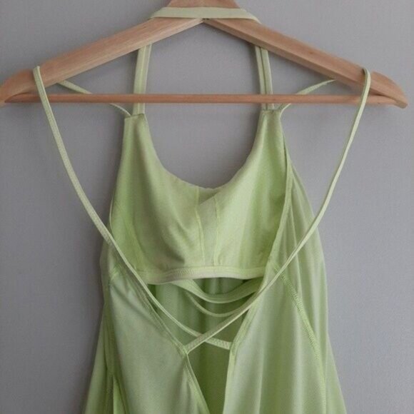 LULULEMON Neon Green Tank Top Draped Back Sz 4 Flawed - Picture 2 of 12